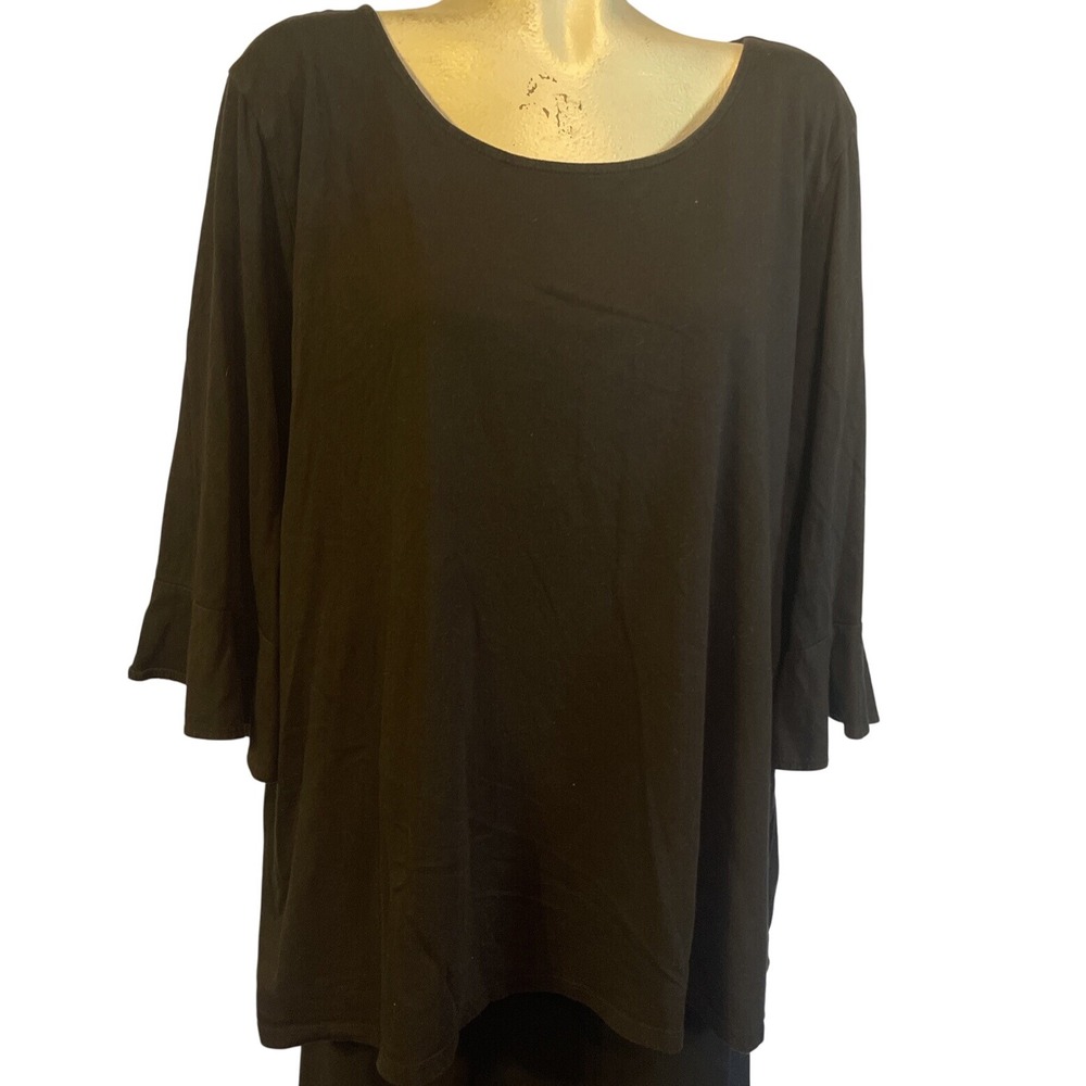 Womens 22/24W Black Bell Sleeve Pullover‎ EST 1946 Super Cute